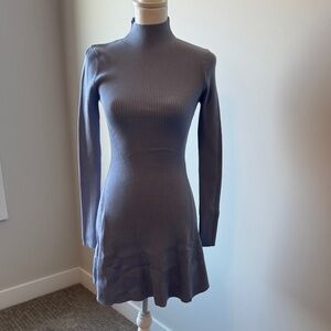 Zara Long Sleeve Ribbed Dress in Blue